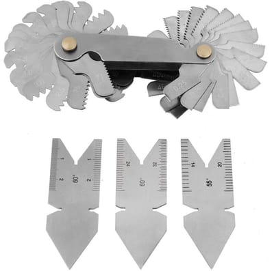 Dailygoods- Draadmeetgereedschap Precieze Metrische/Imperiale Metingen - Roestvrij Stalen Set - 60/55 Graden Centermeters - Ergonomisch Ontwerp - Duurzaam en Betrouwbaar - Schroefdraadmeter