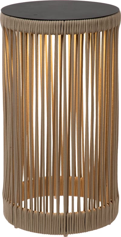 Lucide PINGI - Oplaadbare Vloerlamp Binnen/Buiten - Accu/Batterij - Ø 33,5 cm - LED 3 StepDim - 1x3W 3000K - IP44 - Taupe - Japandi