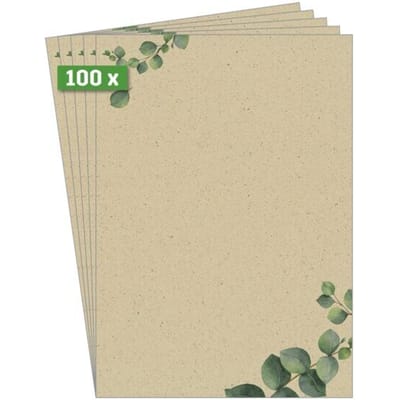 Sigel designpapier A4 - met motief Eucalyptus - tweezijdig - 100 grams - 100 vel - SI-DP615