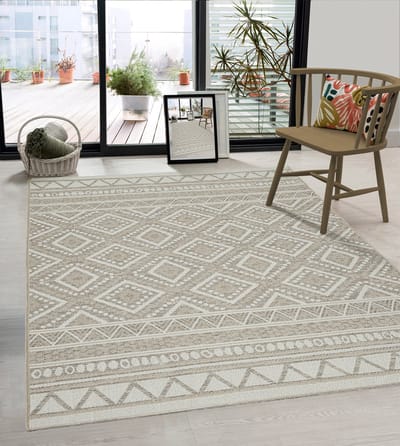the carpet Calgary – Modern vloerkleed in boho-stijl, geschikt voor keuken & eetkamer, beige, 120 x 160 cm