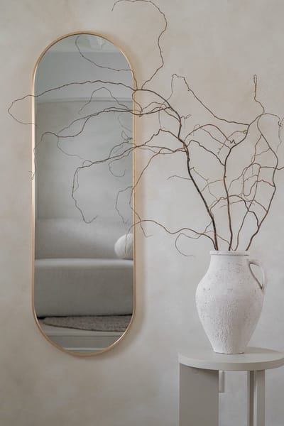 Nordic Style® Ovale spiegel 125x40cm - Zacht Goud - Scandinavische Spiegels - Ovaal - Pas spiegel - Staande spiegel - Kleedkamer spiegel - Pas