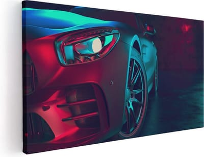 Artaza Canvas Schilderij Auto - 40x20 cm - Klein - Wanddecoratie Sportauto - Muurdecoratie Mancave - Schilderijen Op Canvas