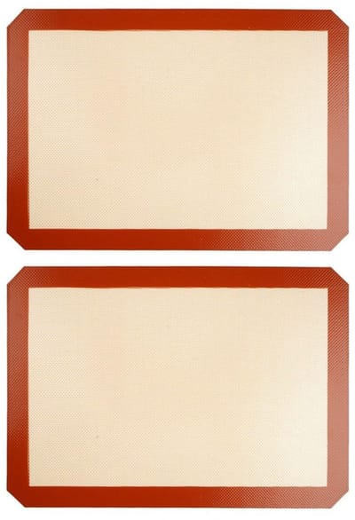Dailygoods- Bakmat Set van 2 - Silicone Antislip Bakmatten - Hittebestendig - Herbruikbaar - 40 cm x 30 cm - Rood/Geel - Bakplaat