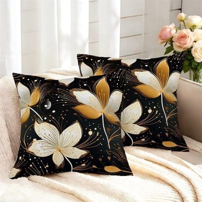 Kussenhoezen Set - Kussenslopen Sierkussens - Woonkamer Decoratie - Dubbelzijdig Bedrukt - 70x70 cm - Gouden Bladeren