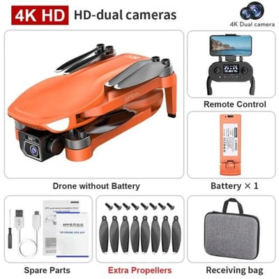 2025 Nieuwe L500 PRO 4K GPS Drone Met Camera Borstelloze Pro Quadcopter FPV 5G Wifi 1.2km 25min Vlucht RC Helikopter Camera Mini Drone oranje