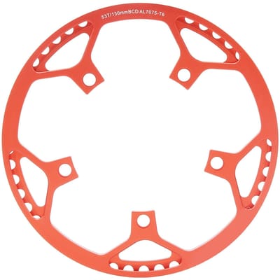 Pédalier de Vélo Pliant Alliage d'Aluminium Usinage CNC Résistant à l'Usure Protecteur 53T Plateau Rond rouge