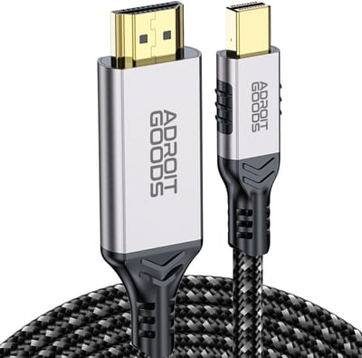 AdroitGoods Mini DisplayPort naar HDMI 4K Adapterkabel – Premium Gevlochten Nylon + Aluminium Behuizing, 4K @ 30/60Hz Ultra HD Weergave - Stabiel & Haarscherp Beeld - 2m