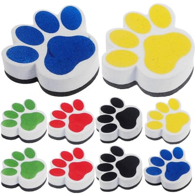 Lot de 10 tableaux blancs magnétiques à empreintes de chien, effaçables à sec, réutilisables, en EVA jaune