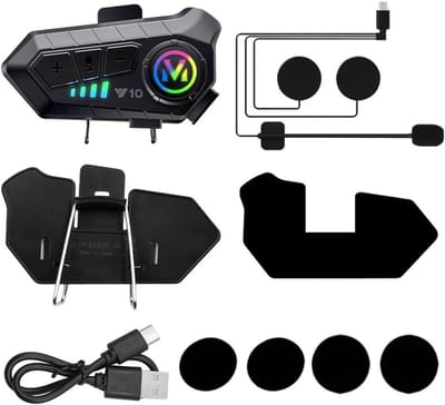 White-Label® Motorhelm Headset - Intercom - Bluetooth -Zwart