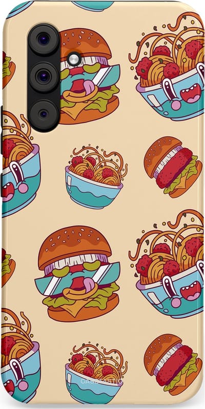 Casetastic Hoesje Geschikt voor Samsung A54 (5G) - Stijlvolle Beschermende Duo-layer Case - Cartoon Hamburgers