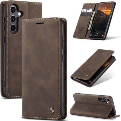 CaseMe Hoesje - Geschikt voor Samsung Galaxy S25 Hoesje - CaseMe 013 Book Case - Donkerbruin
