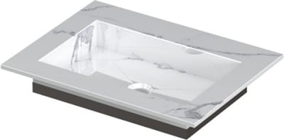 INK Post wastafel in keramische slab met envelop bodem zonder kraangat 60x45x1cm, statuario glans