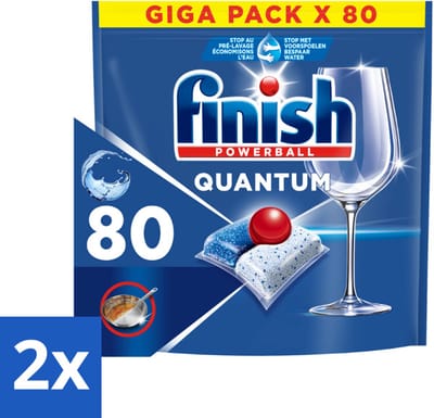 2 x Finish - Vaatwasmiddel - Quantum All in One Regular - Alles-in-1 Kracht - 80 capsules - Vaatwascapsules - Vaatwasser Capsules - Finish Quantum - Alles-in-één Capsules - Diepe Reiniging