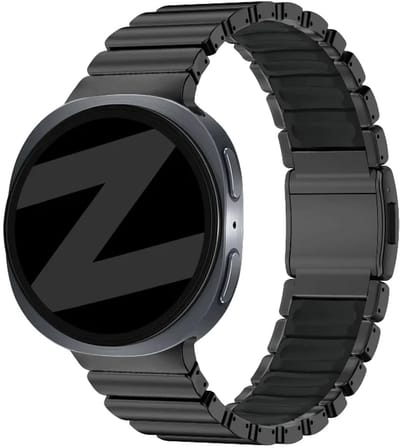 Bandz Titanium 'Hybrid' bandje geschikt voor Samsung Galaxy Watch 9 (40/44mm) / Watch 8 (40/44mm) / 8 Classic (46mm) - Zwart