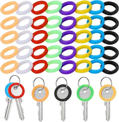 40 Stuks Sleutelhulsjes in 8 Kleuren, Sleutel Identificatie Caps, Kleurcode Labels voor Sleutels