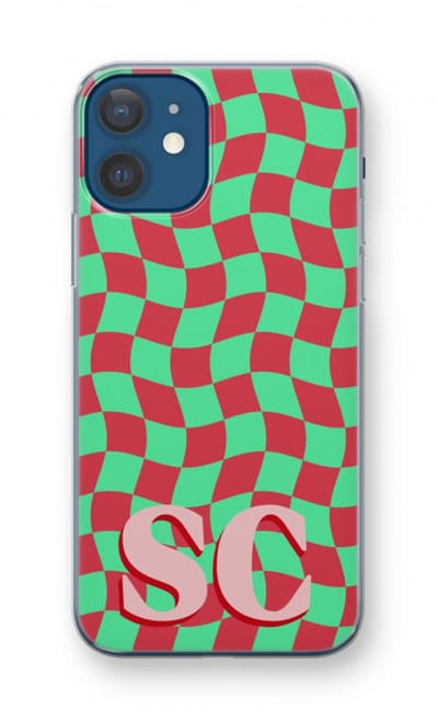 Gepersonaliseerd - Case Company® - Hoesje geschikt voor iPhone 12 hoesje - Grid Monogram - Soft Cover Telefoonhoesje - Bescherming aan alle Kanten en Schermrand