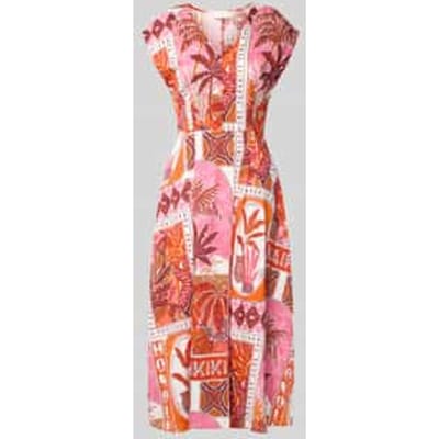 Midi-jurk in allover-look met V-hals