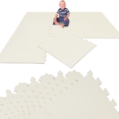 Kinder Speelmat Beige - 8 Delen van 50 x 50 cm - EVA Puzzelmat 200x100 cm - Vloermat Kruipmat
