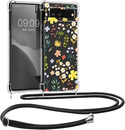 kwmobile telefoonhoesje geschikt voor Google Pixel 6 - Hoesje met telefoonkoord - Back cover voor smartphone - Case in geel / groen / transparant