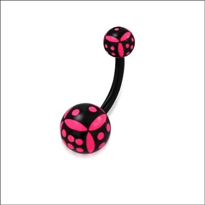 Aramat Jewels | Navelpiercings | Bioplast Navelpiercing - Nikkelvrij | Fantasie-Zwart-Roze | |8mm | Kunststof | Volwassenen | Verkleurd niet