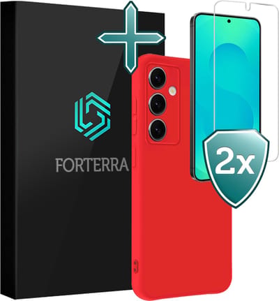Hoesje Met 2x Screenprotector - Geschikt voor Samsung Galaxy S25 - Sterk & Shockproof - Telefoon Hoes - Back Cover - Siliconen Case - Rood