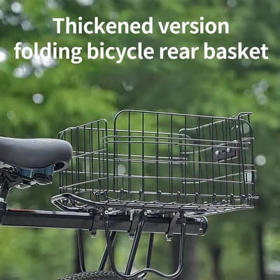 Opvouwbare fietsmand - Bagagedrager mand - Fietsen boodschappen - Roestbestendig staal - 37x27x20 cm - Zwart