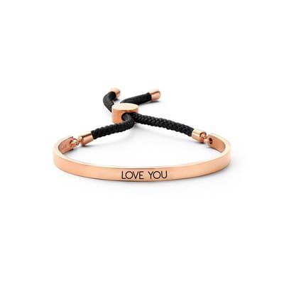 Key Moments 8KM-BC0039 Open Bangle 5mm Love You - zwart