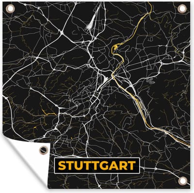 Tuin poster Stuttgart - Goud - Plattegrond - Kaart - Stadskaart - Duitsland - 200x200 cm - Tuindoek
