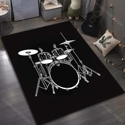 Batterie sur Fond Noir Tapis Imprimé pour Salon Chambre Chevet Table de Canapé Tapis de Sol Décor Tapis de Zone Domestique Grande Taille 50x80cm (20x31in)