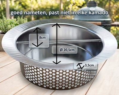 Asbak voor Kamado BBQ | ø 20,5cm |Goed meten!!!| Large & XL | 21–24 inch | Accessoire