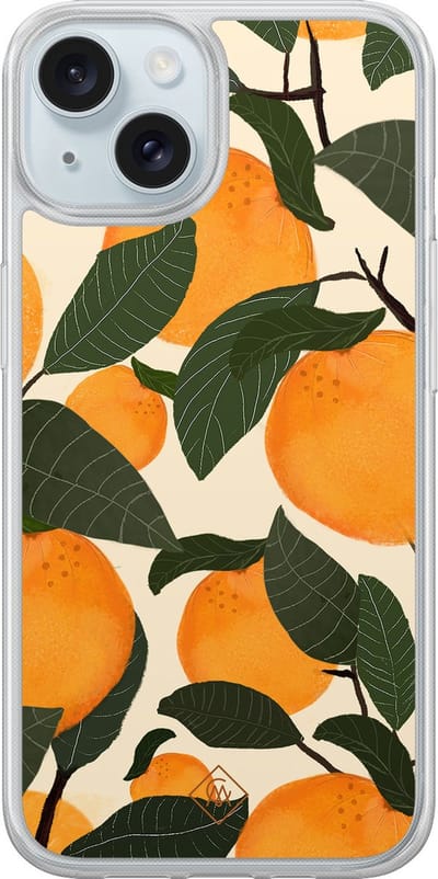 Casimoda® hoesje - Geschikt voor iPhone 14 - Oranges - 2-in-1 case - Schokbestendig - Natuur - Verhoogde randen - Multi, Transparant