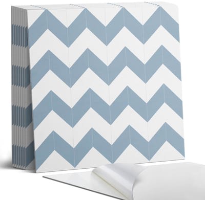 Coloray Plaktegels - Zigzagpatroon Portugese Tegels - 30 cm x 30 cm - Blauw Plaktegels - 9 stuks - Vierkant PVC Tegels - Plaktegels Keuken - Zelfklevende Vloertegels - Vinyl Tegels - Zelfklevende Tegels