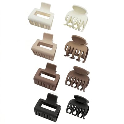 Haarclips set 8 stuks – matte kunststof haar klemmen in neutrale kleuren – stevige haaraccessoires voor dames voor dagelijks gebruik