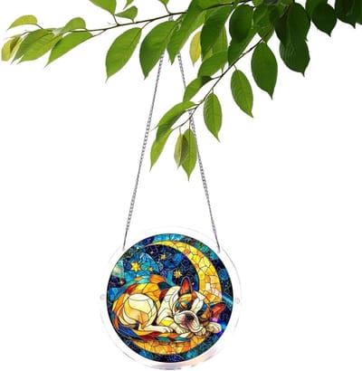 Honden Zonvanger - Raamdecoratie Paneel - Kleurrijk Lichtspel - Puzzel Ontwerp - 199 cm - Meerkleurig