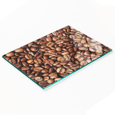 Keukenplank van gehard glas met decoratieve koffieboonafbeeldingen, 80x52 cm