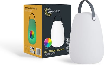 Led Lovers LED tafellamp Portland - wit en gekleurd licht - Binnen en Buiten - 23x23x33cm - Wit