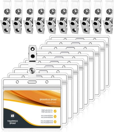 50 Stuks Duidelijke Badgehouders voor Naamlabels met Metalen Clips en PVC Lussen voor ID Kaarten