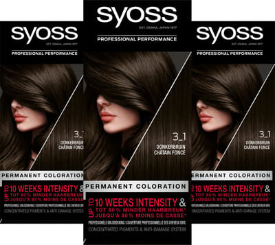 Syoss - Haarverf - 3_1 - Donkerbruin - 115ml x 3