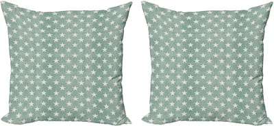 ABAKUHAUS Abstracte decoratieve kussenhoez 2-pack, Klassieke kunststerr 40x40 cm, Groen/Grijs