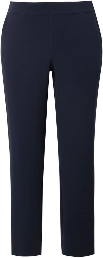 Ulla Popken - Dames - Acetaat broek smalle pijp comfortabele tailleband - Donkermarine - Maat 46