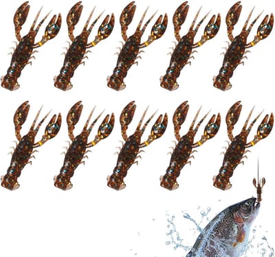 Set van 10 Imitatie Rivierkreeftjes --- Zacht Kunstaas met Natuurlijke Geur voor Zoet- en Zoutwater Vissen