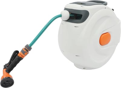 Automatische slanghaspel - Wandslanghouder - Tuin water geven - Automatisch oprollen - 20 meter - Wit