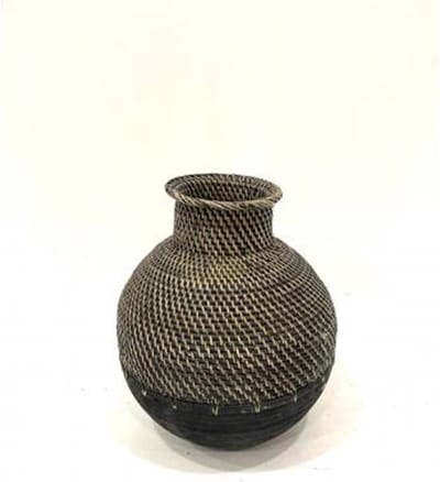Vase rattan/wood L H48cm