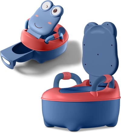 Kinderpotje Toiletbril - Babypotje Zindelijkheidstrainer - Zindelijkheidstraining Thuis - Met Spatbescherming - 36x31x48.5 cm - Blauw