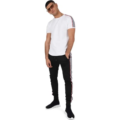 T-shirt met dambord en biezen aan de zijkanten Project X Paris