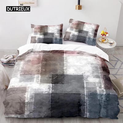 Stripe Dekbedovertrek Set Polyester Groen Blauw Zwart Gestreept Ruit Patch Print Dekbedovertrek King Size Zachte Eenpersoons Beddengoed Set voor Tiener EU single(135x200cm)