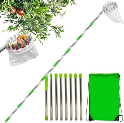 Fruitplukker Telescoop - Oogststok Plukmand - Fruit Oogsten - Roestvrij Staal - 4 meter - Zilver