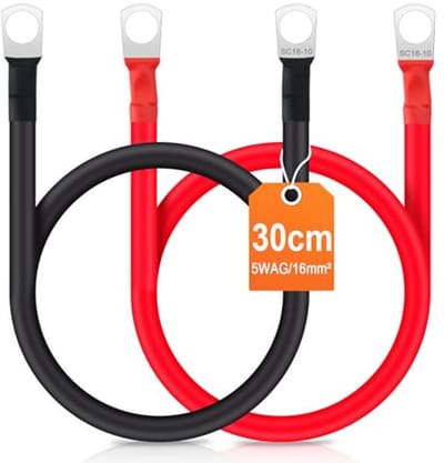 30 cm 5AWG Batterij Omvormer Kabels - Rood en Zwart - Set van 2 voor Auto, Motorfiets en Zonne-energie