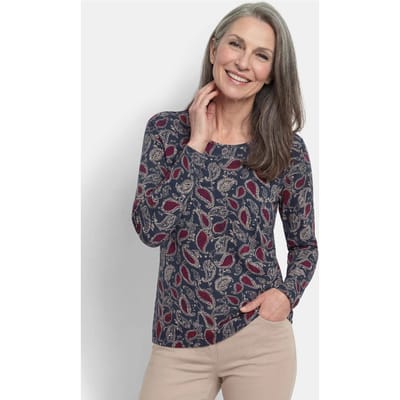 Shirt met lange mouwen en paisleymotief - marine / bordeaux / gedess. - Gr. 42 van Goldner Fashion