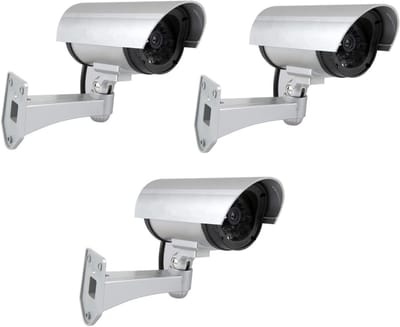 Dummy Camera Set - Niet-werkende camera's - Beveiliging verhogen - Met LED en nachtzicht - 3 stuks - Zwart